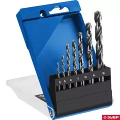 ЗУБР ПРОФ-А, 7 шт, (2.5-10.2 мм), сталь Р6М5, класс А, резьбовой, набор сверл по металлу, Профессионал (29625-H7R)