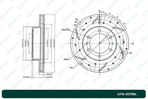 Диск тормозной перфорированный вентилируемый G-brake GFR-20738L левый