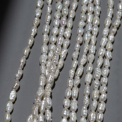 Жемчуг культивированный Кеши, белый, 3,5*6-7мм