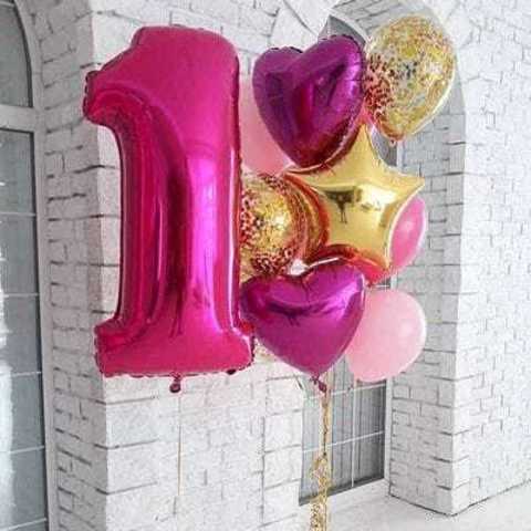 воздушные шары на годик девочке, шары на день рождения 1 годик, шар цифра 1