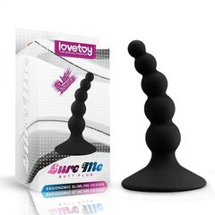 Черный анальный стимулятор с шариками Lure me Beaded Anal Plug - 10,3 см. - 