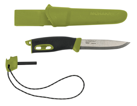 Нож Morakniv Companion Spark стальной, лезвие: 104 mm, черный/зеленый (13570)