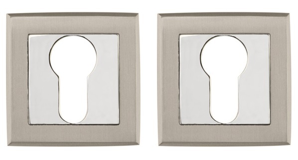 Накладка квадрат на цилиндр Пунто ET.K.QL52 (ET QL) SN/CP-3, цвет никель матовый/хром (гарантия - 12 месяцев)