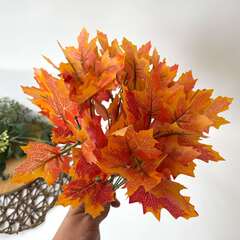 Клён осенний, зелень искусственная, декоративный букет 29 см., набор 3 букета