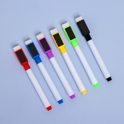 Маркер цветной на водной основе, с магнитом, 6 шт.