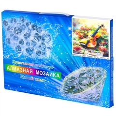 
          Алмазная мозаика Alingar, на подрамнике, с полным заполнением, (глянц) дизайн рамка, 30х40 см, 20 цветов, "Скрипка и розы"