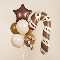 Г Фигура, Леденец трость, Шоколадный/Кремовый, Сатин, 35''/89 см, 1 шт.