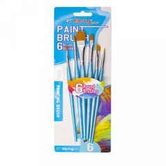 
          Набор кистей Yalong, 6 шт, нейлон, плоские №2, №6, №8, №14, круглые №2, №4, пластиковая ручка, блистер, голубые, европодвес.