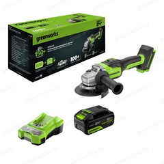 Угловая шлифмашина Greenworks GD24AGK5 24V (125 мм) аккумуляторная, с АКБ 5 А/ч и ЗУ