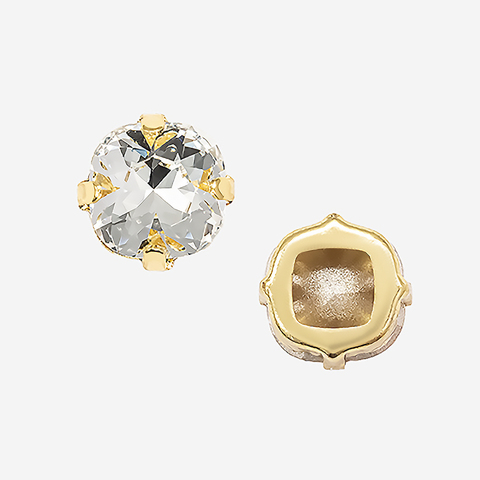 Кристалл Кушон (Сushion) в цапах, оттенок "Кристалл"/"Crystal", 9,2мм, позолота