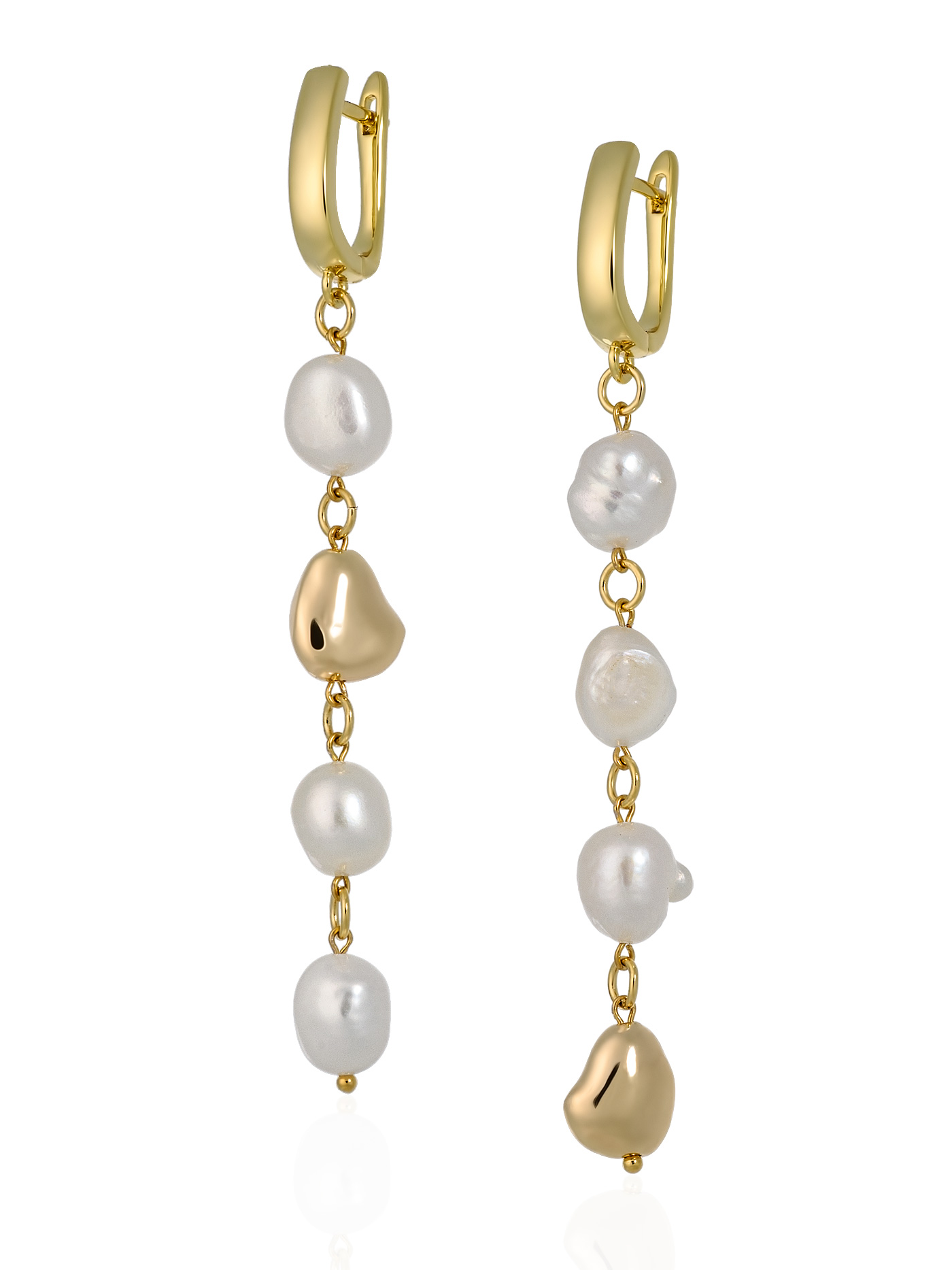 Длинные серьги с натуральным жемчугом барокко