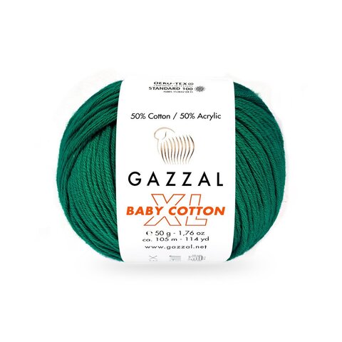 Пряжа Gazzal Baby Cotton XL 3467 темный изумруд