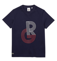 Женская теннисная футболка Lacoste SPORT Graphic Roland Garros - blue marine/white