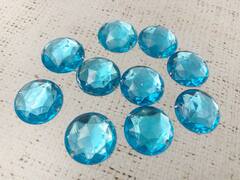 Стразы пришивные акрил, d 2,5 см, голубой