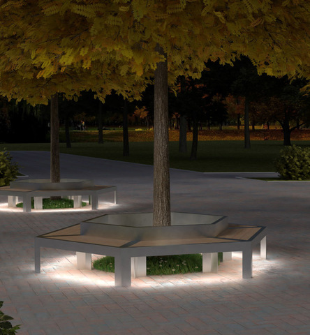 Bench CITY with lights / hexagonal