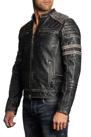 Affliction | Куртка мужская кожаная Black Premium Fast Lane Jacket 110OW209 правый бок