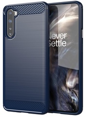 Чехол темно синего цвета для OnePlus Nord, серии Carbon (карбон дизайн) от Caseport