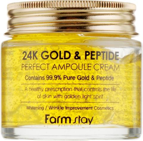 Farmstay Ампульный крем с золотом и пептидами 24K Gold & Peptide Perfect Ampoule Cream