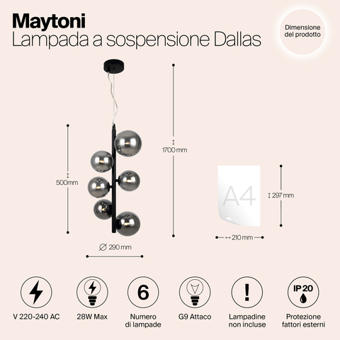 Подвесной светильник Maytoni Dallas MOD545PL-06B