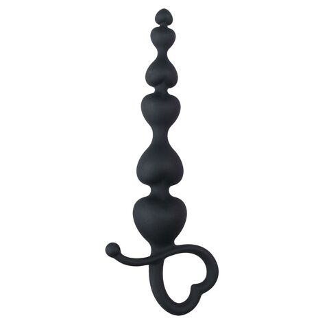 Черные анальные бусы Heart Lover - 18,5 см. - Easy toys Anal Collection ET211BLK