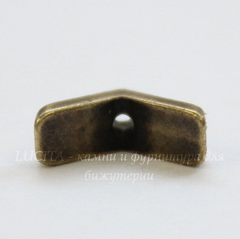 Бусина TierraCast "Chevron" 10х5 мм (цвет-античная латунь)