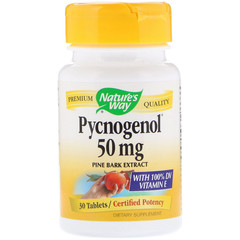 Nature's Way, Pycnogenol, экстракт сосновой коры, 50 мг, 30 таблеток