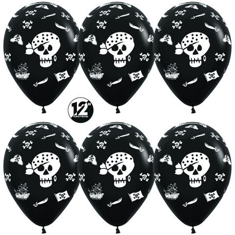 Воздушный шар (12''/30 см) Пираты, Черный (080), пастель