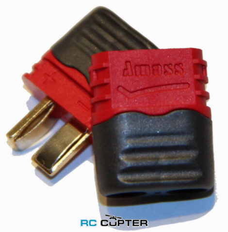 Нейлоновый разъём для батареи AMASS T-plug (папа-мама) с кожухом для защитой провода (10 пар)