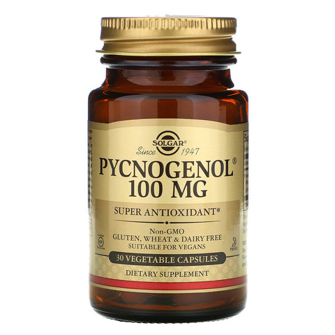Solgar, Pycnogenol, 100 мг, 30 растительных капсул