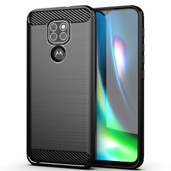 Чехол защитный черного цвета на Motorola Moto E7 Plus, серия Carbon от Caseport