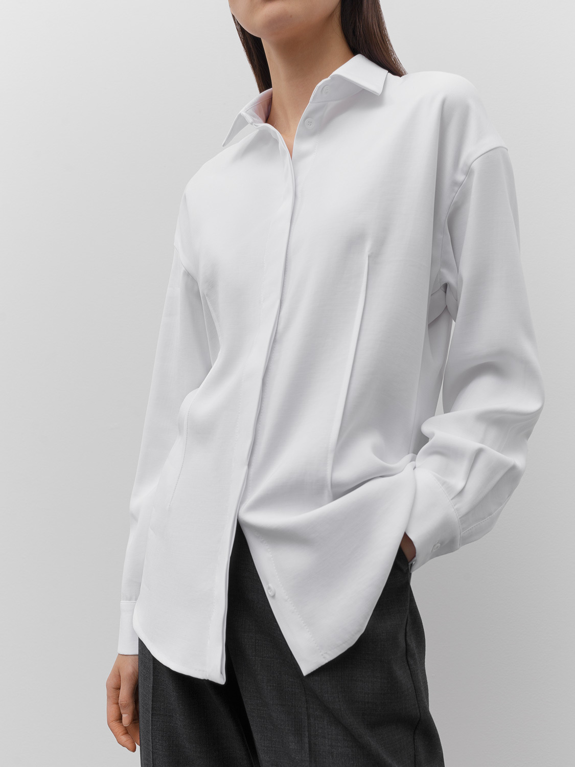 

Рубашка Лима приталенная с защипами, Белый
