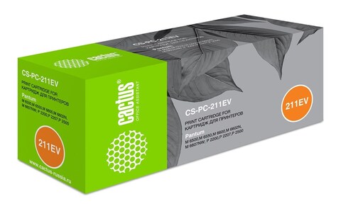 Картридж лазерный Cactus CS-PC-211EV PC-211EV, PC-211P черный (1600стр.) для Pantum M6500, M6500W, M6506NW, M6507, M6507W, M6550W, M6550NW, M6557NW, M6607NW, P2200, P2207, P2500, P2500NW, P2500W, P2506W, P2507, P2516, P2518