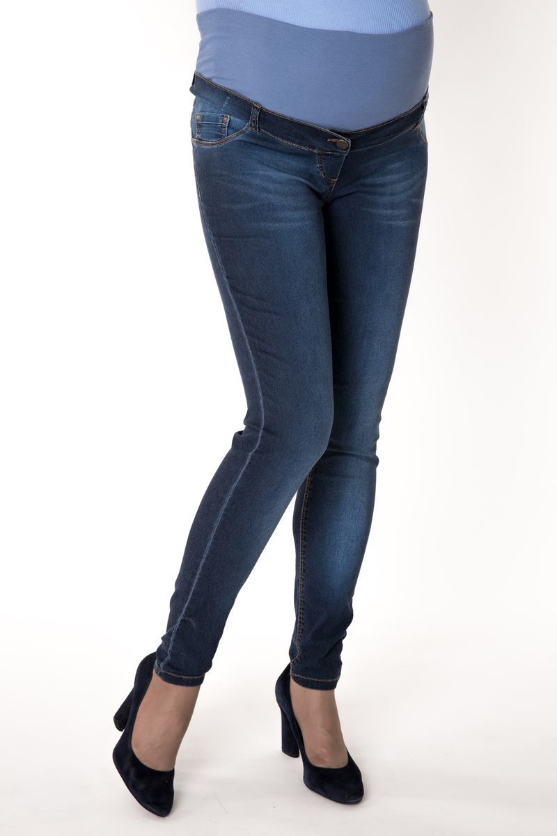 Фото джинсы-скинни для беременных MAMA`S FANTASY, зауженные, средняя посадка, высокая вставка от магазина СкороМама, синий, размеры.
