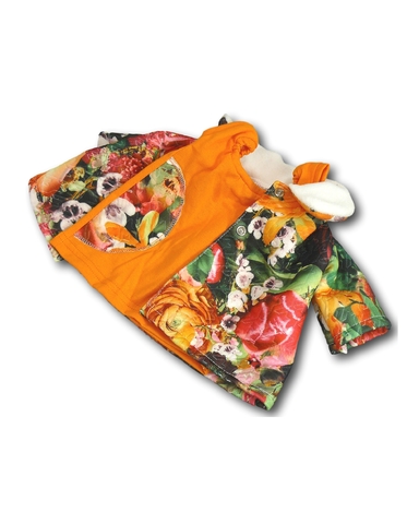 Комплект: Пальто и платье - Оранжевый. Одежда для кукол, пупсов и мягких игрушек.