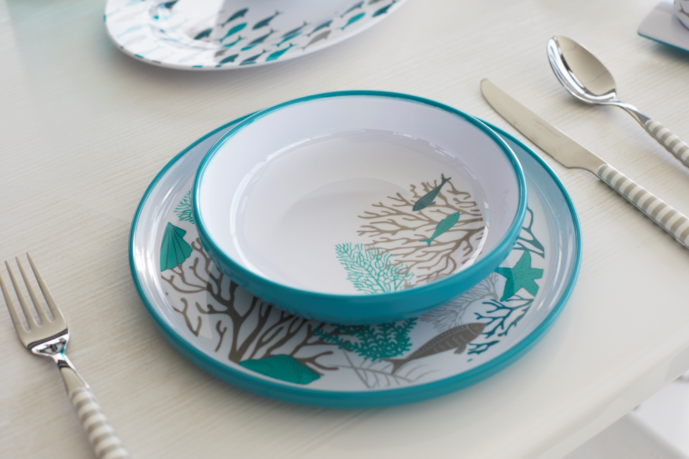 MELAMINE TABLEWARE PACK COASTAL, 6 PEOPLE, 24 PC