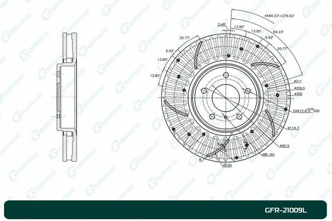 Диск тормозной перфорированный вентилируемый G-brake GFR-21009L левый