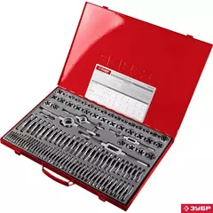 ЗУБР 110 предм., сталь 9ХС, набор метчиков и плашек (28119-H110)