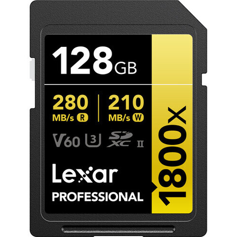 Карта памяти Lexar 128GB Professional 1800x UHS-II SDXC GOLD 280/210 MB/s