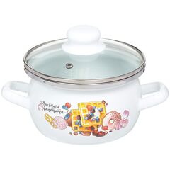Кастрюля сталь, эмал, 1.5 л, с крыш, Сантэкс, Десерт, 1-2415112, индукц