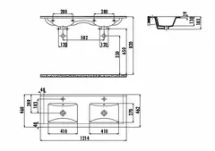 Раковина двойная встраиваемая 46*121см Creavit SU121