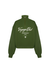 Свитшот на короткой молнии с принтом Тёмно-зелёный