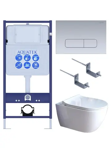 Aquatek SET Aquatek ПОЛАРИС-01-014 4в1 SET Aquatek ПОЛАРИС (рама Aquatek Standard INS-0000012+унитаз ПОЛАРИС AQ0700-01 с тонким сиденьем soft-close+ крепеж KKI-0000002 +панель KDI-0000014)
