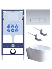 Aquatek SET Aquatek ПОЛАРИС-01-014 4в1 SET Aquatek ПОЛАРИС (рама Aquatek Standard INS-0000012+унитаз ПОЛАРИС AQ0700-01 с тонким сиденьем soft-close+ крепеж KKI-0000002 +панель KDI-0000014) фото