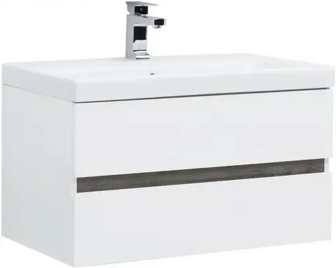 Aquanet 259007 Тумба с раковиной Беркли 80 белый глянец/дуб рошелье (259007)