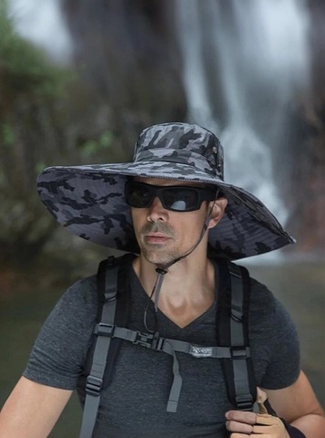 Картинка шляпа Skully Wear extra wide Brim grey camo - 15