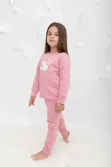 пижама  для девочки  К 1581/24/розовый зефир,сердечки