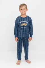 пижама  для мальчика  К 1581/синий джинс,маленькая клетка
