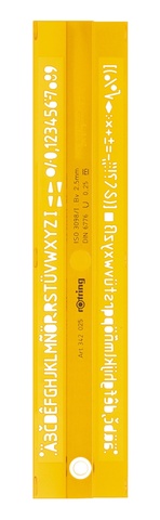 Трафарет Rotring латинские буквы 2.5/3.0/3.5/5.0/6.0 мм, пластик желтый/прозрачный