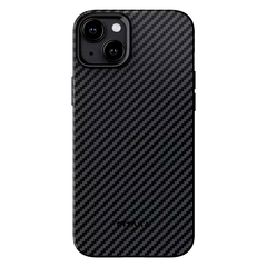 Чехол из арамидного волокна с поддержкой MagSafe PITAKA MagEZ Case 4 1500D для iPhone 15, Black / Grey Twill (Cаржевое переплетение)