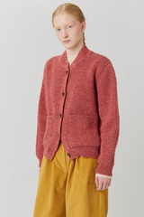 Кардиган с карманами из шерсти брусничного цвета